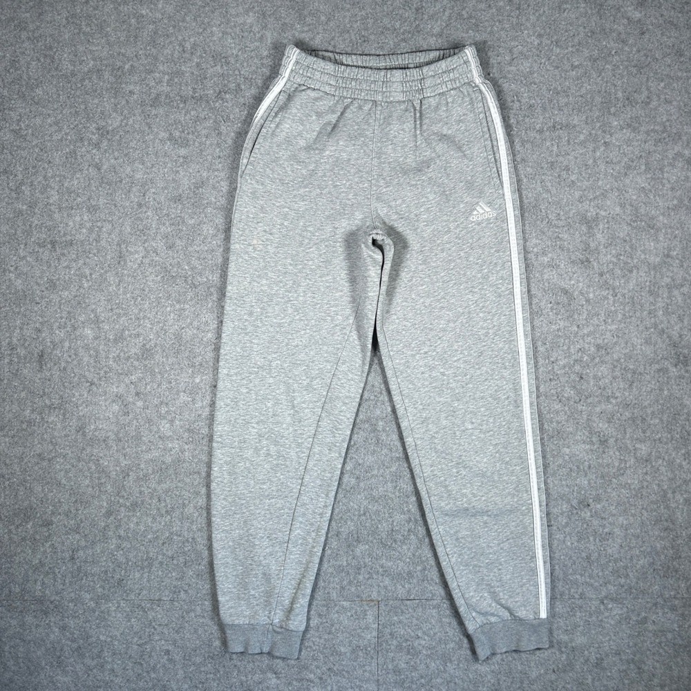 Adidas Sweatpants Mens Large Gray Essentials 3-Stripes Fleece Joggers Athletic